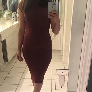 Fashion nove midi taupe dress